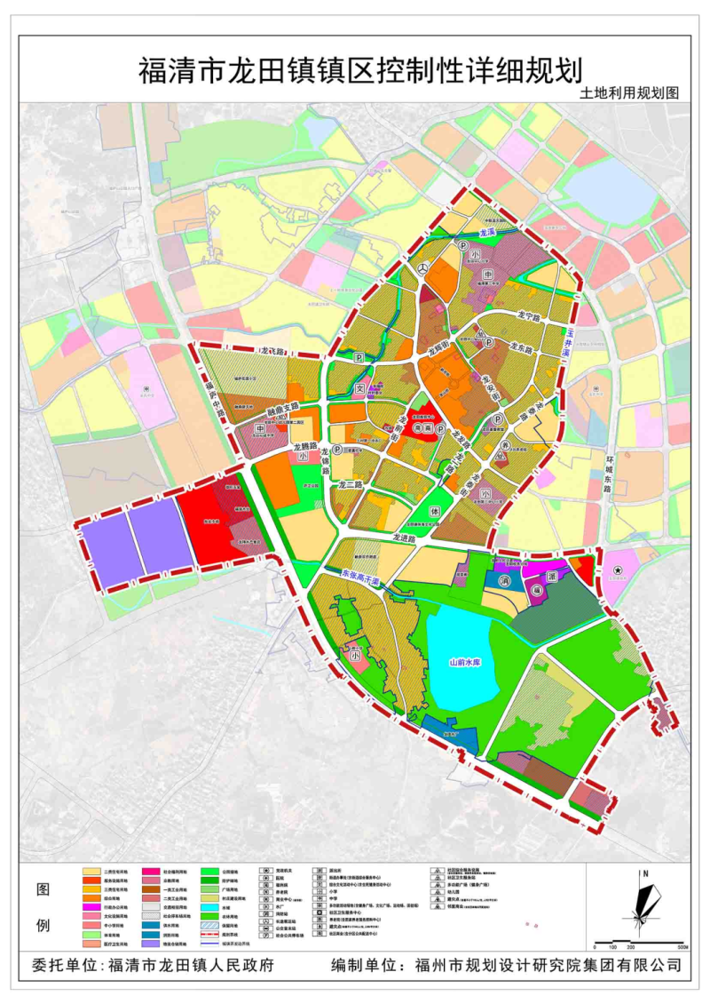 6,道路交通规划规划区的道路网呈类"放射状 棋盘式"的布局形式,形成以